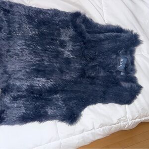 Luxe Faux Fur Vest in Navy Blue